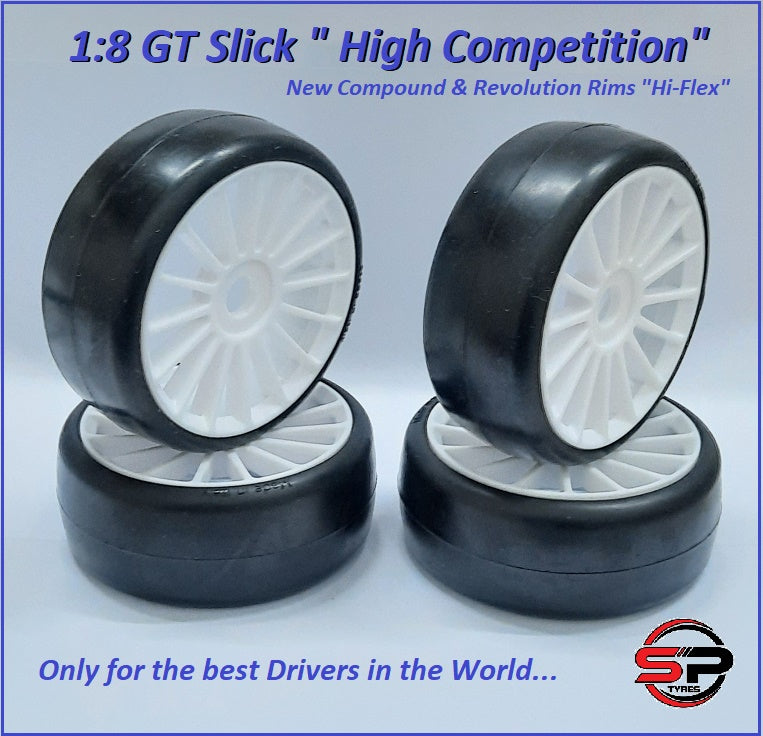 Gomme 1/8 GT SLICK SUPER MORBIDE (1 treno=2 cp.) 4 gomme